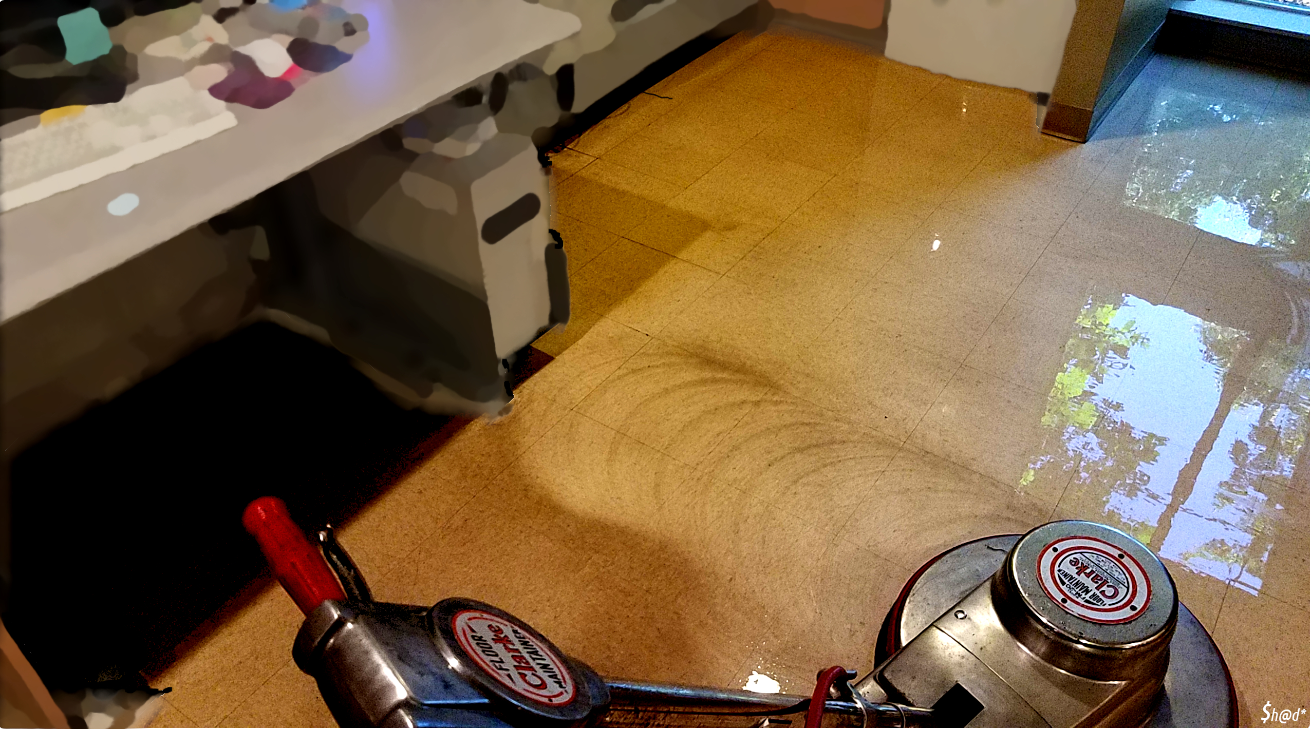 Stripping a floor in our clients medical facilities. 2017